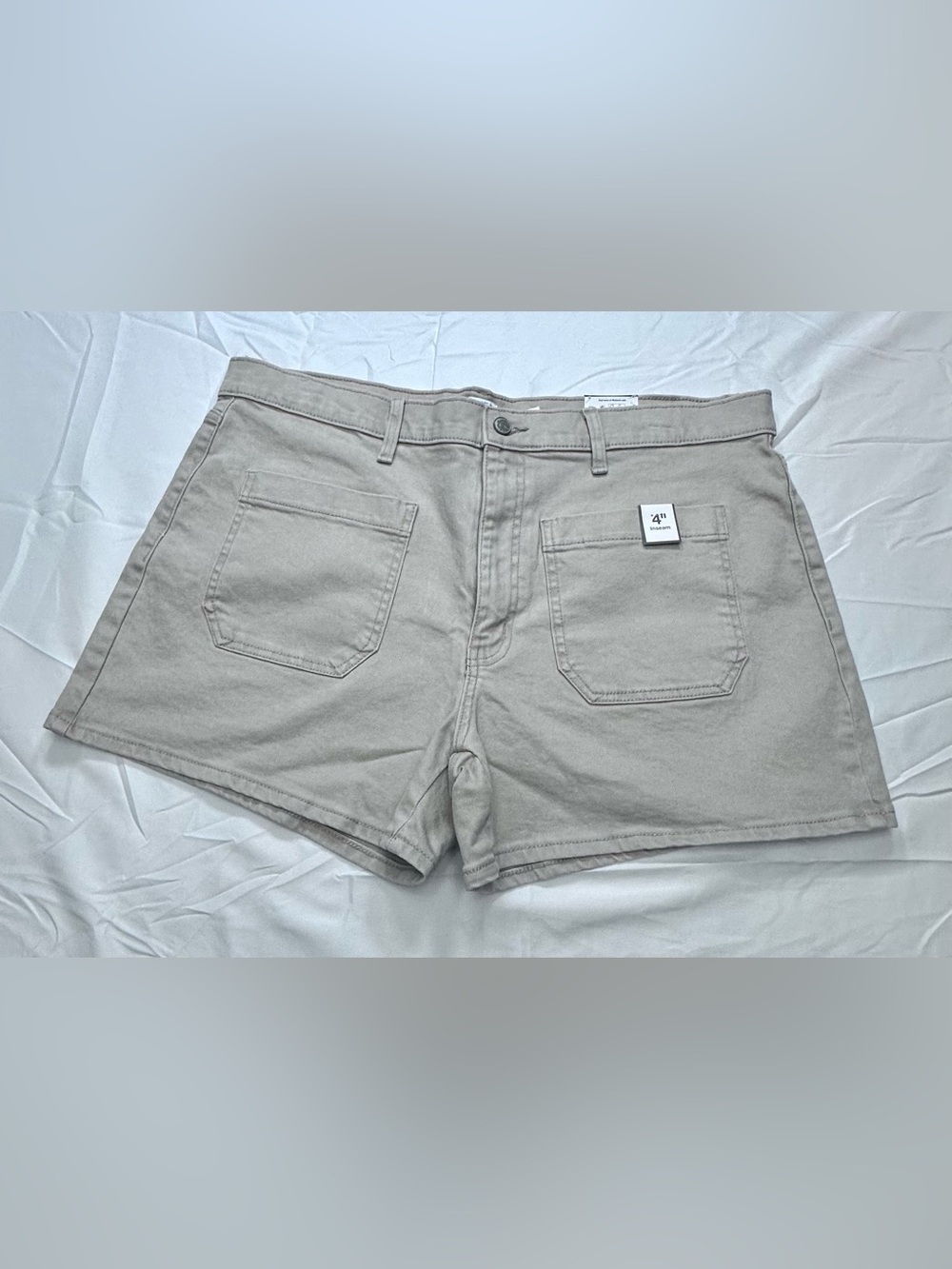 Time & Tru Everyday High-Rise Cotton Shorts in Taupe